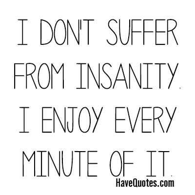 I dont suffer from insanity I enjoy every minute of it Quote