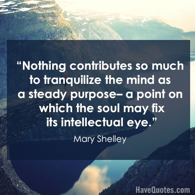 Nothing contributes so much to tranquilize the mind as a steady purpose - a point on which the soul may fix its intellectual eye Quote