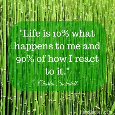 Life is ten what happens to me and 90% of how I react to it Quote