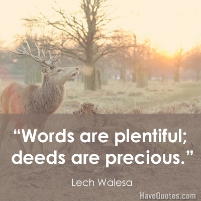 Words are plentiful deeds are precious Quote