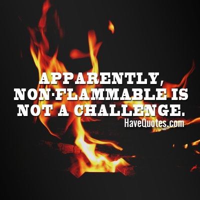 Apparently non flammable is not Quote