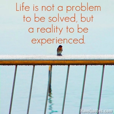 Life is not a problem to be Quote