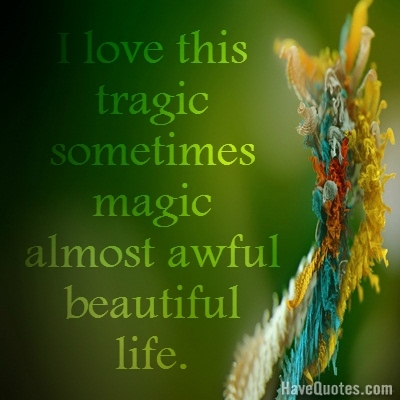 I love this tragic sometimes magic almost awful beautiful life Quote