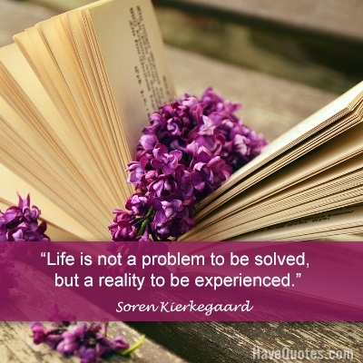 Life is not a problem to be solved but a reality to be experienced Quote